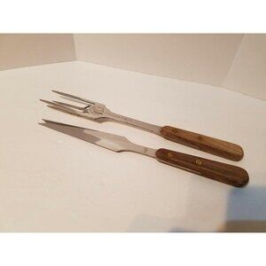 Vintage Warco Schwans Set of 2 Carving Knife Meat Fork Stainless Steel